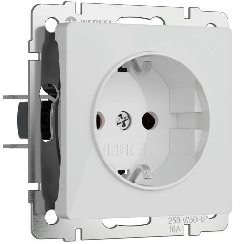 W1171141 Розетка с заземлением и шторками (белый акрил) Werkel a064012