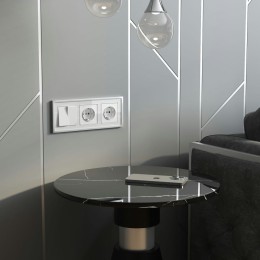 W1171041 Розетка с заземлением (белый акрил) Werkel a064010