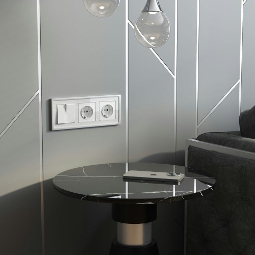 W1171041 Розетка с заземлением (белый акрил) Werkel a064010