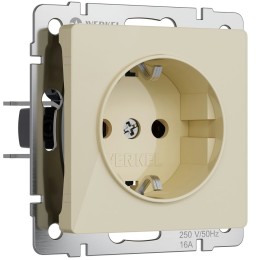 W1171143 Розетка с заземлением и шторками (айвори акрил) Werkel a064061