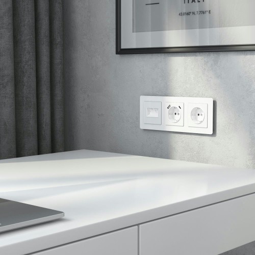 W1191141 Накладка для двойной розетки Еthernet RJ-45 (белый акрил) Werkel a064026