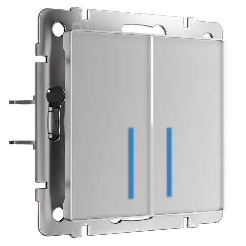 W4520006 Сенсорный выключатель двухклавишный с подсветкой 1000 Вт (серебряный) Werkel a057681