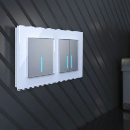 W4520006 Сенсорный выключатель двухклавишный с подсветкой 1000 Вт (серебряный) Werkel a057681