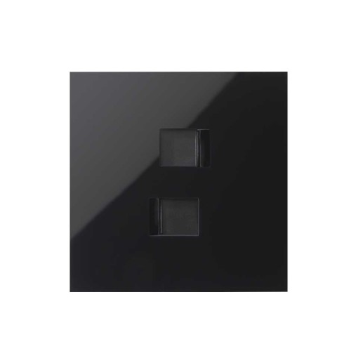 Кит на 1 пост, фронт: накладка на 2 розетки RJ45 черный глянец Simon 100, 10020111-138