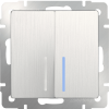 WL13-SW-2G-2W-LED Выключатель  двухклавишный проходной с подсветкой (перламутровый рифленый) Antik Werkel a040898 a051174