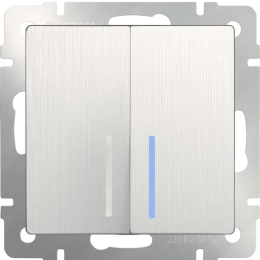 W1120113 Выключатель двухклавишный с подсветкой (перламутровый рифленый) Antik Werkel a051186