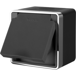 WL15-02-04 Розетка влагозащ. с зазем. с защит. крышкой и шторками Gallant (черный/хром) Gallant Werkel a041699