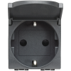 L4141PW LivingLight Розетка 2К+З с крышкой, антрацит Bticino