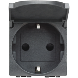 L4141PW LivingLight Розетка 2К+З с крышкой, антрацит Bticino