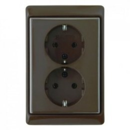 47530001 Двойная штепсельная розетка SCHUKO с рамкой цвет: коричневый, с блеском Arsys Berker