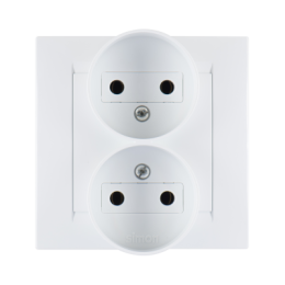 1590457-030 Розетка двойная без заземления, 16А 250В, винтовой зажим, белый Simon 15