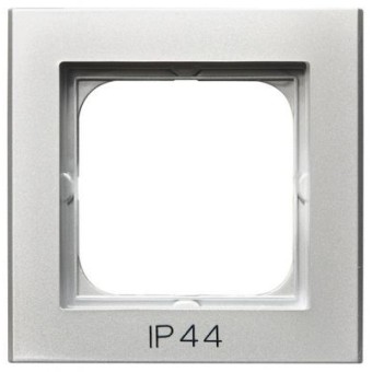 RH-1R/38 Рамка Ospel Sonata Серебро матовое  1-постовая для выключатель IP-44