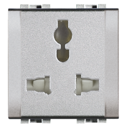 NT4139 LivingLight Розетка "мультистандарт",5/6/10/13А 127В/250В, 2 модуля, алю Bticino