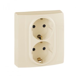 672333 Розетка 2 x 2К+З со шторками - немецкий стандарт - автоматические зажимы - 16 А - 250 В~ - Etika - слоновая кость Legrand