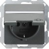 041020 Розетка с заземлением, с крышкой и полем для надписи Сталь Gira E22