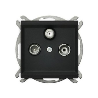 Ospel Sonata Черный металлик Розетка антенная RTV-DATA оконечная, без рамки GPA-RD/m/33