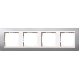 0214326 Рамка Event Алюминий / Белый 4-постовая Gira