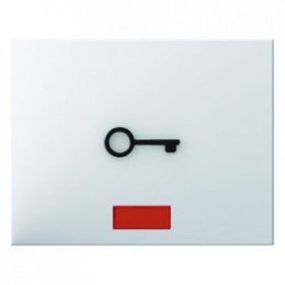 16517309 Клавиша с красной линзой и выступающим символом "Дверь" цвет: полярная белизна, с блеском K.1 Berker