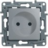 672434 Розетка 2К со шторками - немецкий стандарт - винтовые зажимы - 16 А - 250 В~ - Etika - алюминий Legrand