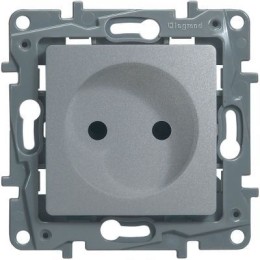 672434 Розетка 2К со шторками - немецкий стандарт - винтовые зажимы - 16 А - 250 В~ - Etika - алюминий Legrand