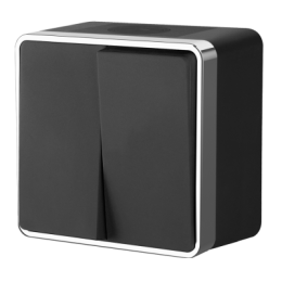 WL15-03-02 Выключатель двухклавишный влагозащищенный Gallant (черный/хром) Gallant Werkel a041701