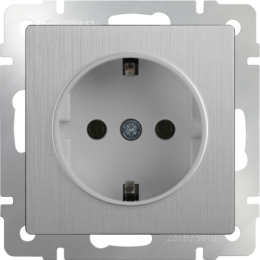 WL09-SKGS-01-IP44 Розетка с заземлением и шторками (cеребряный рифленый) Antik Werkel a035649