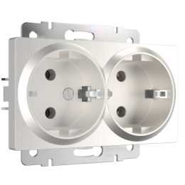 WL13-SKG-02-IP20 Розетка двойная с заземлением (перламутровый рифленый) Antik Werkel a041870