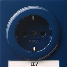 018746 Розетка с заземляющими контактами 16А/250В с полем для надписи Синий Gira S-color