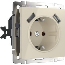 W1171503 Розетка с заземлением, шторками и USBх2 (слоновая кость) Antik Werkel a051486 W1171503 Розетка с заземлением, шторками и USBх2 (слоновая кость) Antik Werkel a051486