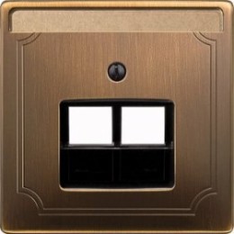 MTN292643 Центр. плата для механизмов RJ45x2 антич.латунь Merten