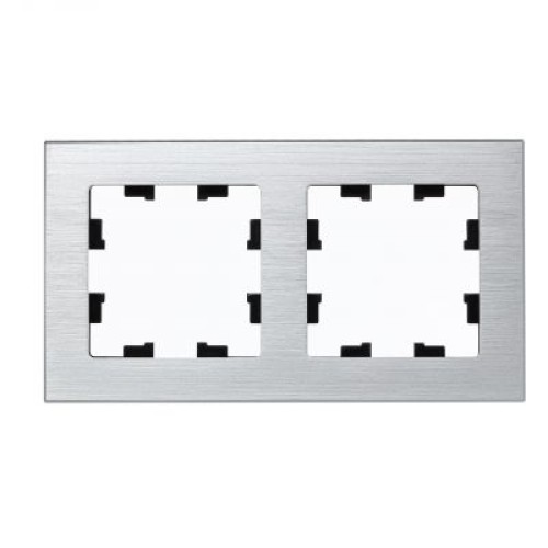 ATN312102 Рамка двойная Schneider Electric Atlasdesign Nature, серебро металл