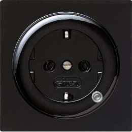 018247 Розетка с заземляющими контактами 16А/250В с индикатором Черный Gira S-color