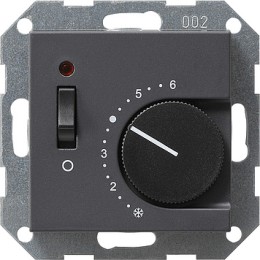 039328 Терморегулятор с размыкающим контактом 24V/10 (4)A и контрольной лампой Антрацит Gira