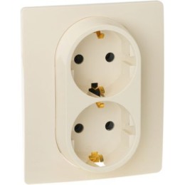 672323 Розетка 2 x 2К+З - немецкий стандарт - 16 А - 250 В~ - Etika - слоновая кость Legrand