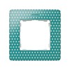 8200610-212 Рамка декоративная, 1 пост, Simon 82 Detail Original, аквамарин в белый горошек-белый
