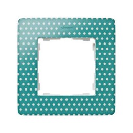 8200610-212 Рамка декоративная, 1 пост, Simon 82 Detail Original, аквамарин в белый горошек-белый