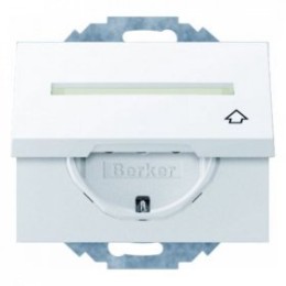 47487109 Штепсельная розетка SCHUKO с откидной крышкой и полем для надписи цвет: полярная белизна, с блеском K.1 Berker