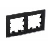 ATN331002 Рамка двойная Schneider Electric Atlasdesign Nature, матовое черное стекло