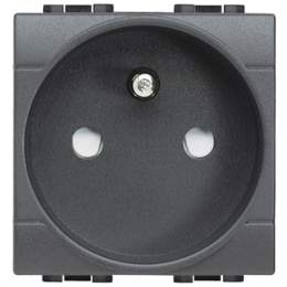 L4142 Розетка 2П + заземление 10А/16А 250В с защитными шторками 2 модуля Французский стандарт Bticino