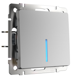 WL06-SW-1G-LED Выключатель одноклавишный  с подсветкой (серебряный) Antik Werkel a029824