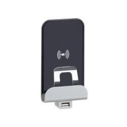 672637 Etika.Беспроводное зарядное устройство Qi 1А с дополнительным разьемом USB A 5В 2,4А. Цвет Антрацит Legrand