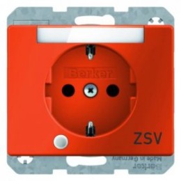 41100077 Штепсельная розетка SCHUKO с контрольной лампой, полем для надписи цвет: оранжевый, с блеском Arsys Berker