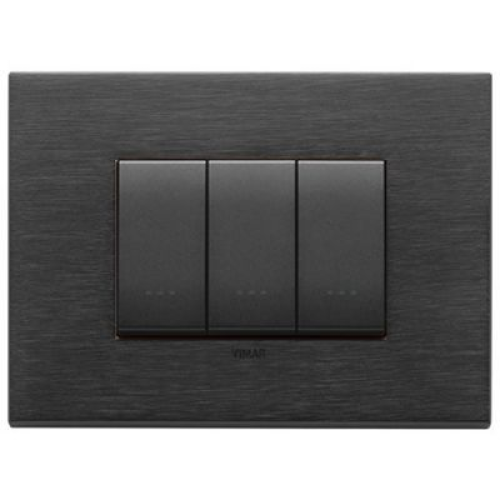 22653.13 Рамка Eikon EXE Черный сатиновый 3-модульная Vimar