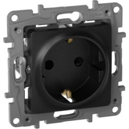 672622 Розетка 2К+З со шторками - немецкий стандарт - винтовые зажимы - 16 А - 250 В~ - Etika - антрацит Legrand