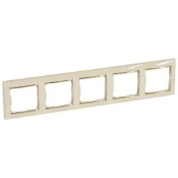 774155 Рамка Valena Слоновая кость / Золото 5-постовая Legrand