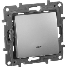 672403 Выключатель одноклавишный с подсветкой/индикацией - автоматические клеммы - Etika - 10 AX - 250 В~ - алюминий Legrand