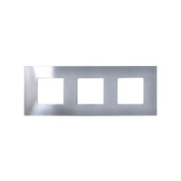 2700637-042 Накладка декоративная на рамку базовую, 3 поста, Simon 27 Play, Metal, нержавеющая сталь
