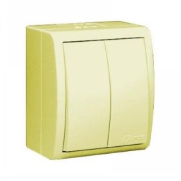 1594398-031 Выключатель двухклавишный, IP54, 10А 250В, винтовой зажим, S15 Aqua, слоновая кость Simon 15 Aqua