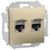1591564-034 Розетка компьютерная двойная RJ45 кат.6а (АМР, FTP), шампань Simon 15