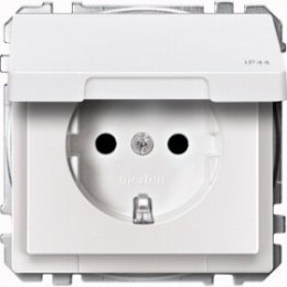 MTN2314-4019 Механизм розетки с заземлением с крышкой IP 44, белый Merten
